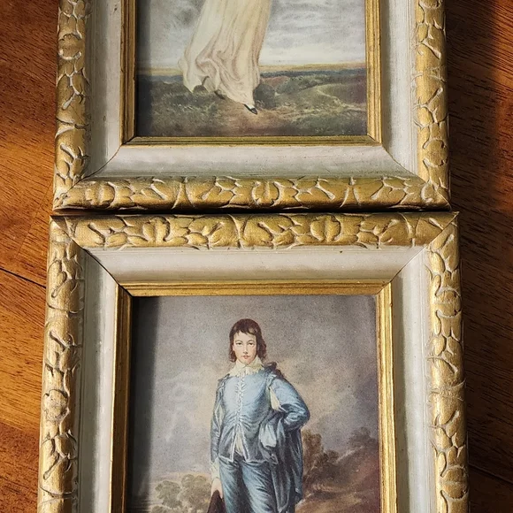 Vintage Thomas Lawrence Blue Boy & Pinkie Framed Black & Gold Victorian Art - Picture 8 of 12